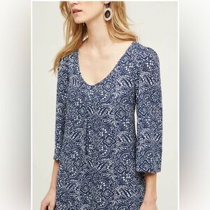 Paper Crown Blue and White Relaxed Midi Dress